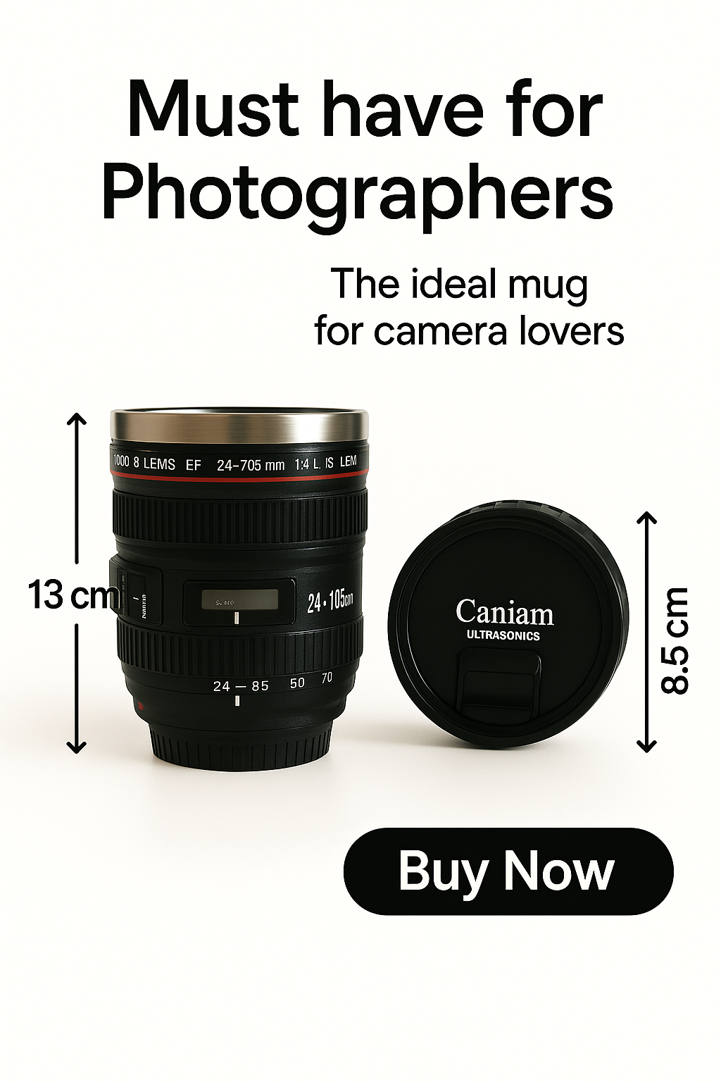Camera Lens Stainless Steel Coffee Mug