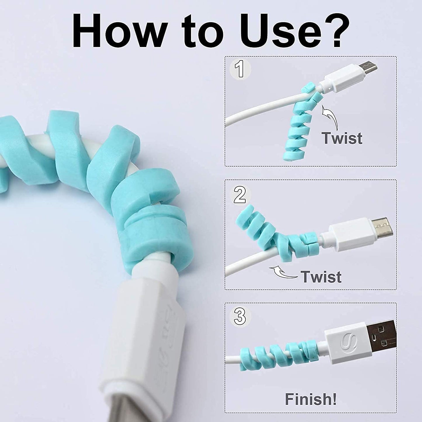 Spiral Charger Spring Cable Protector Data Cable Saver (4 pack)