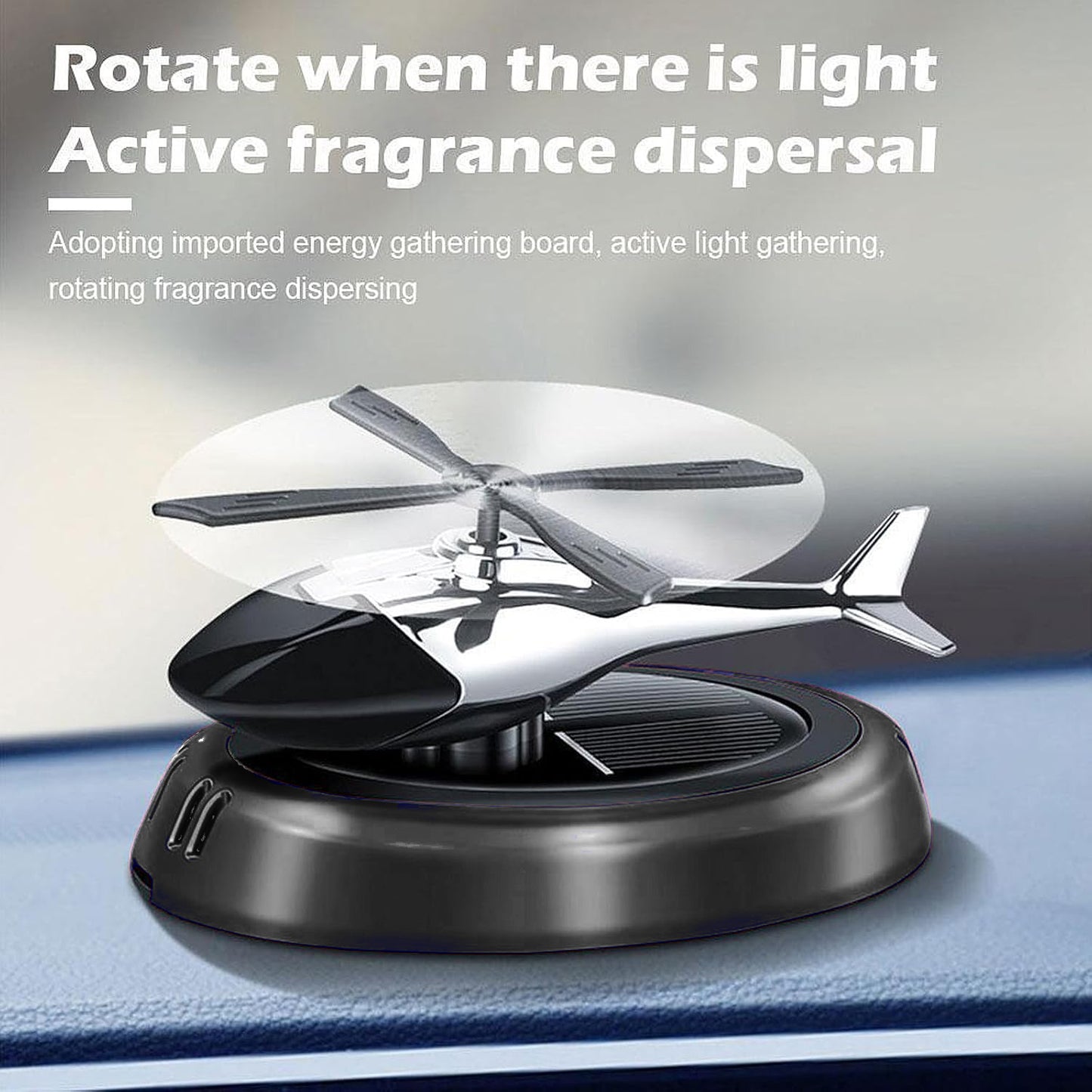 Car Dashboard Perfume Diffuser With Solar Powered Rotating Blades