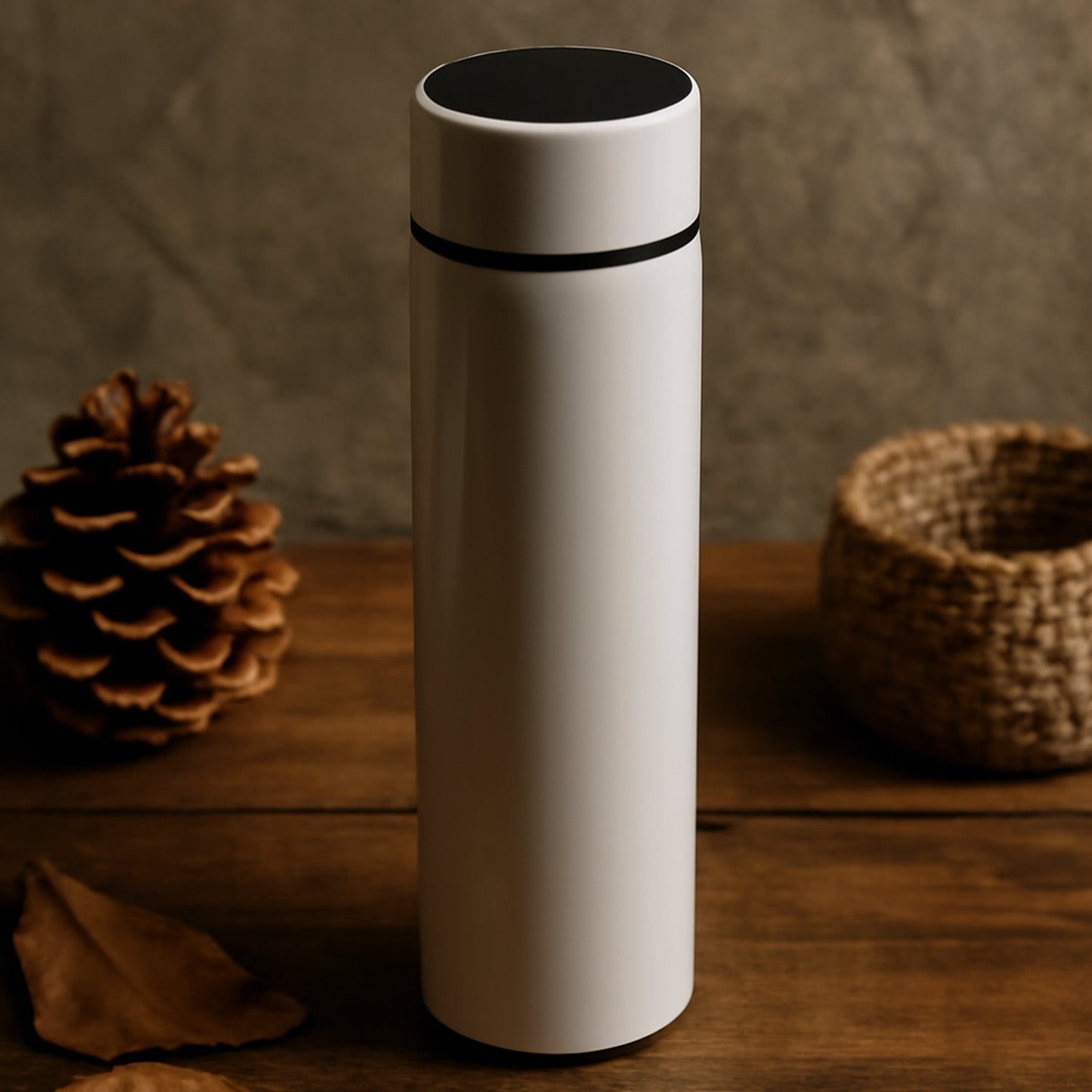 White Smart Vacuum Insulated Water Bottle with LED Temperature Display (500mL)