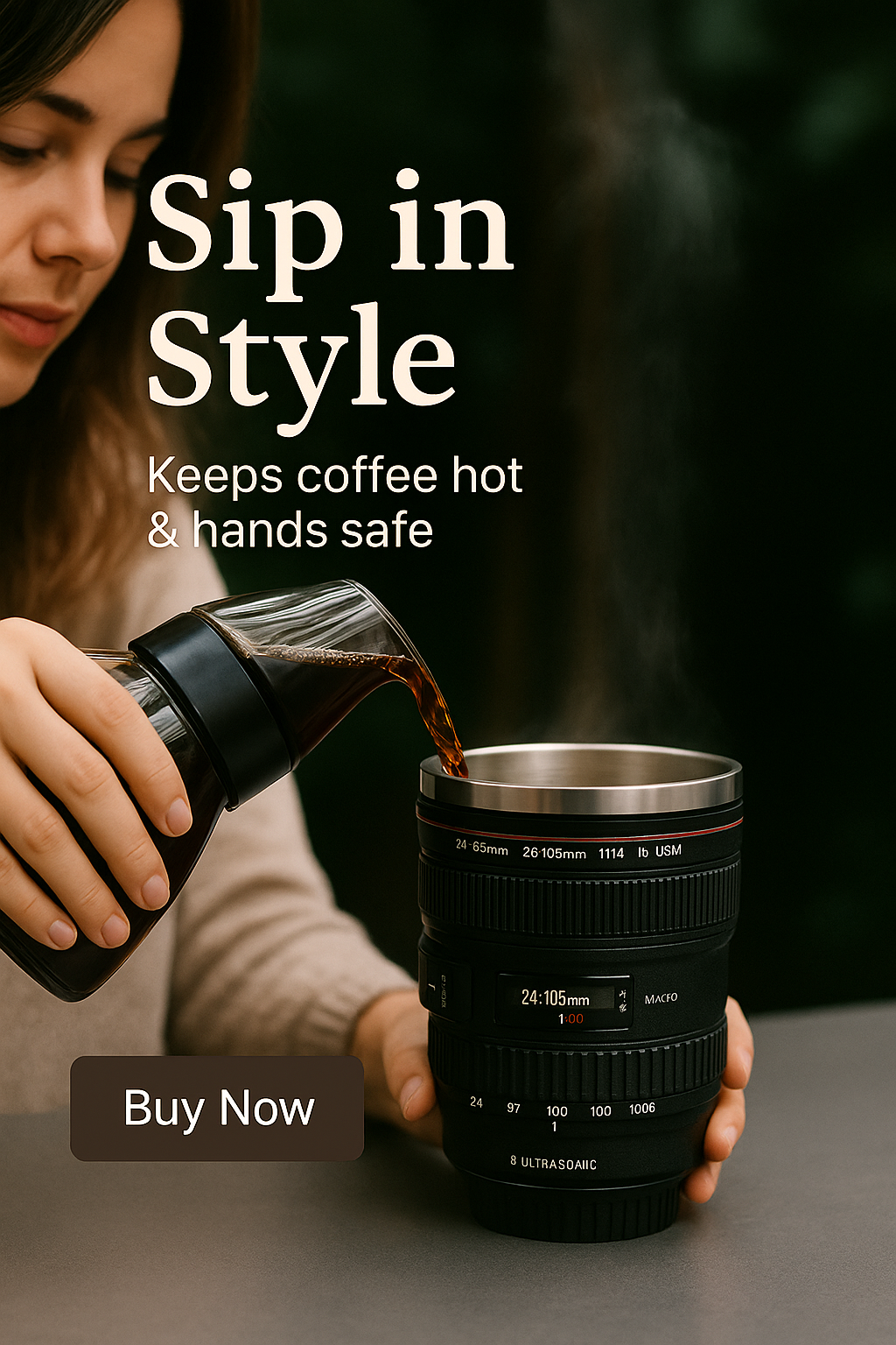 Camera Lens Stainless Steel Coffee Mug