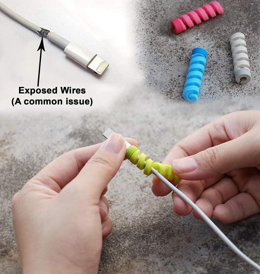 Spiral Charger Spring Cable Protector Data Cable Saver (4 pack)