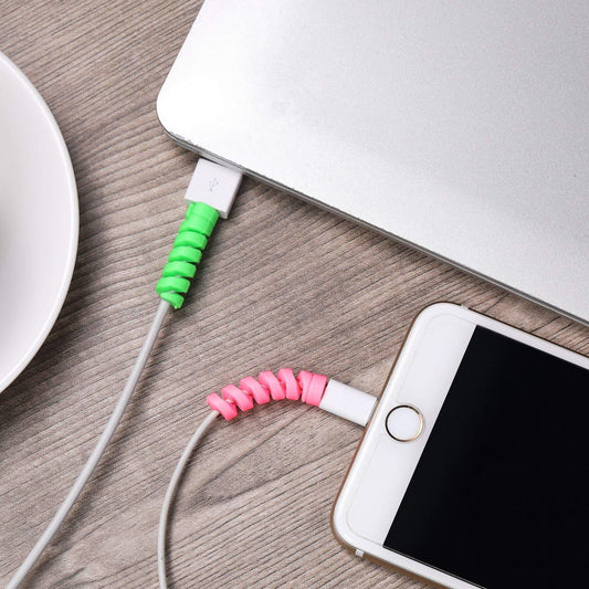 Spiral Charger Spring Cable Protector Data Cable Saver (4 pack)