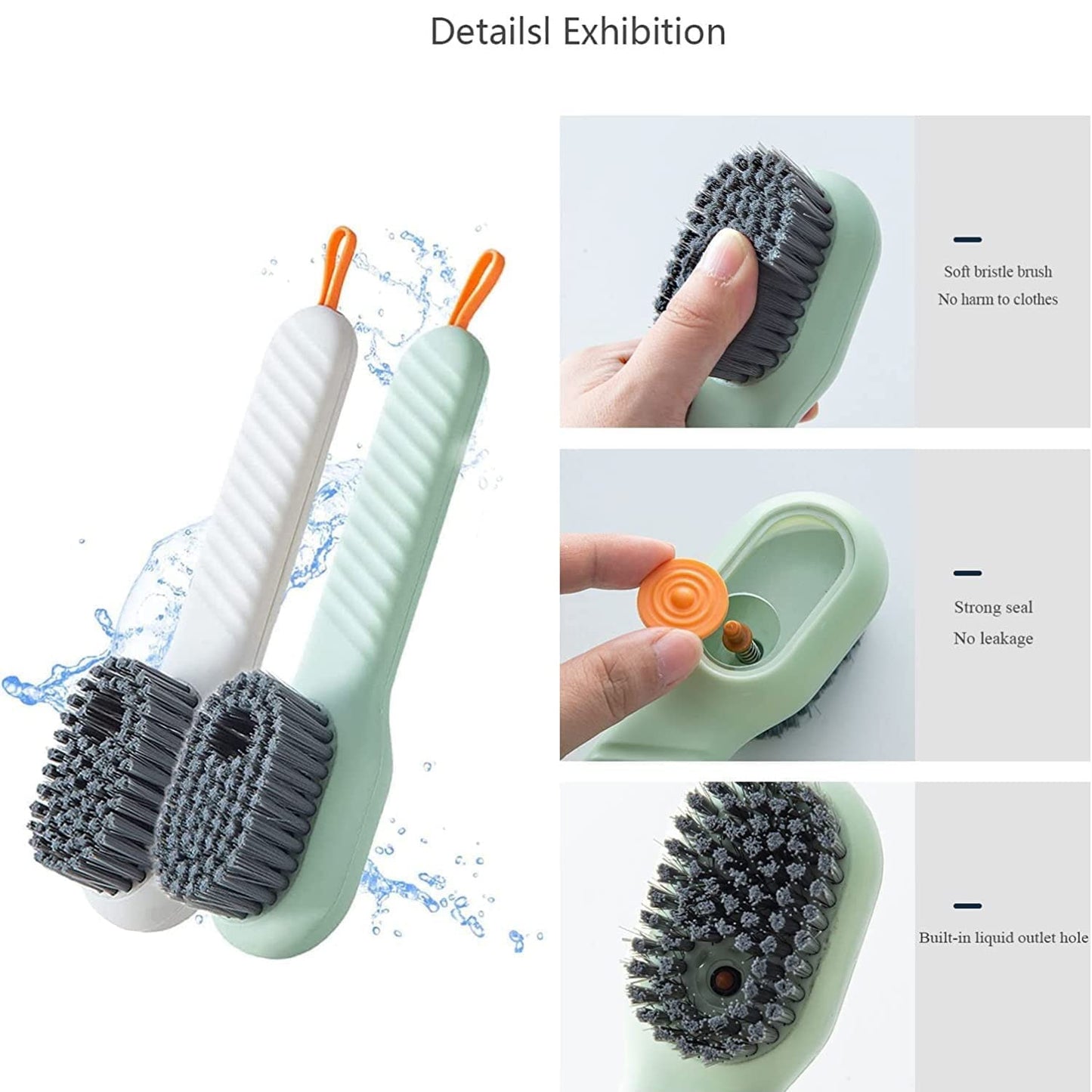 Shoe Scrubbing Brush With Liquid Soap Dispenser